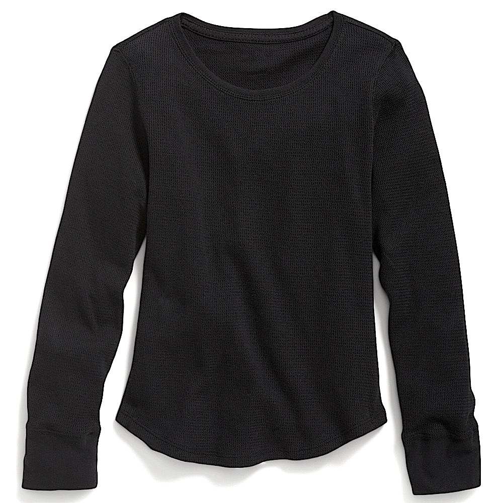 Bozzolo Black Long Sleeve Thermal Top, Girls Size Large.